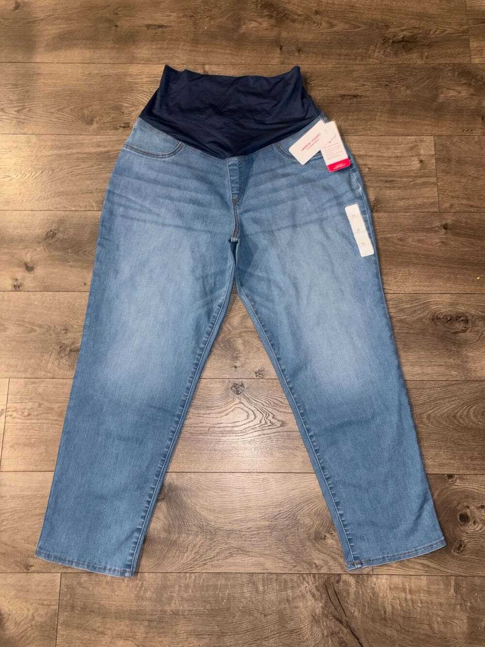 Ingrid & Isabel Maternity Over Belly Straight Leg Denim Size XL Light Wash